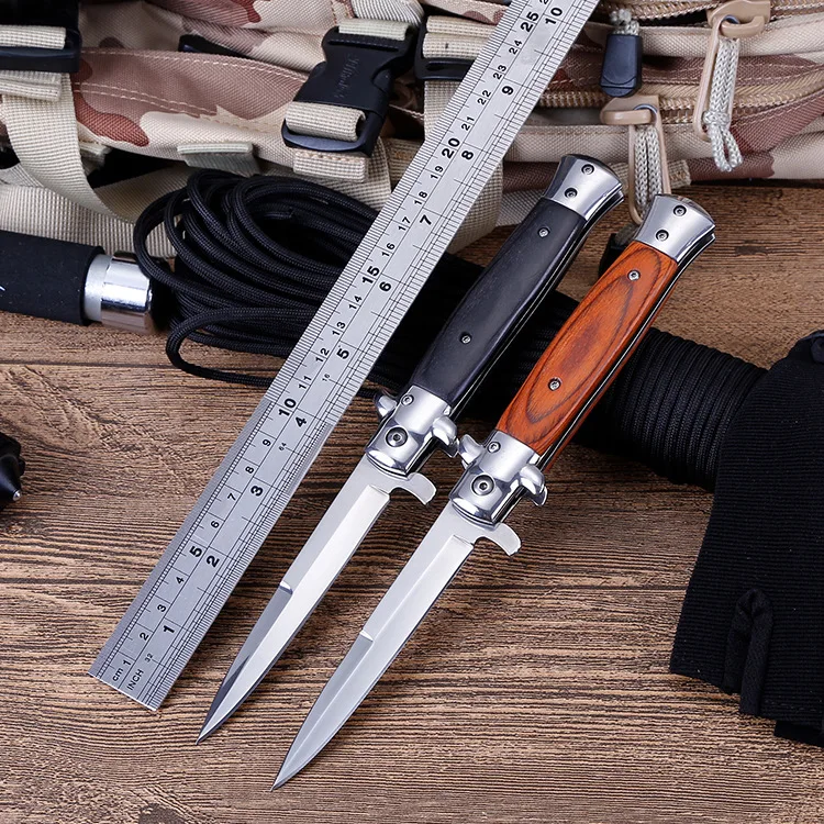 

Outdoor tactical Field wilderness survival hunting knife multifunctional folding knife tool cutter carry-on handmade ebony