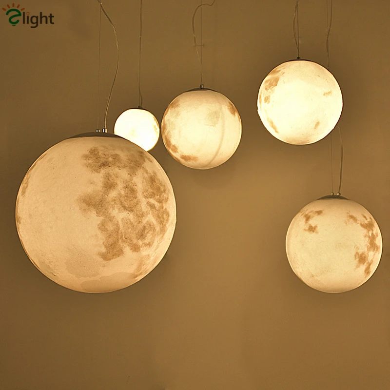Post Modern Round Moon Led Pendant Light Nordic Acrylic Bar Pendant Lighting For Bedroom Hanging Fixtures Lustre Lamparas