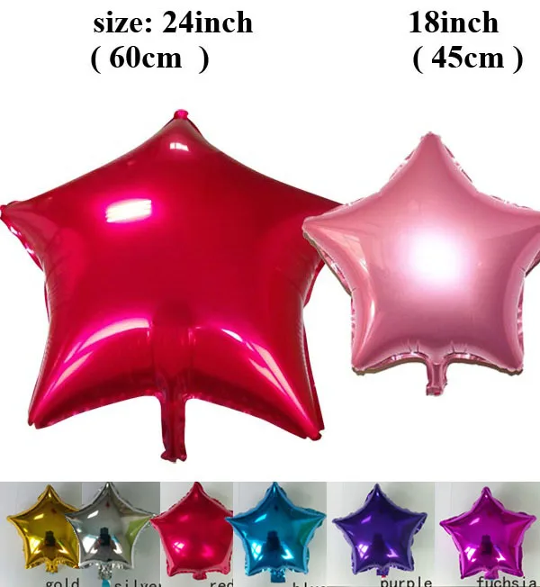 Гелий Star фольгированные шары свадебные украшения партия выступает гелий надувные 24 дюйма Цвет Ассорти 50 шт./лот