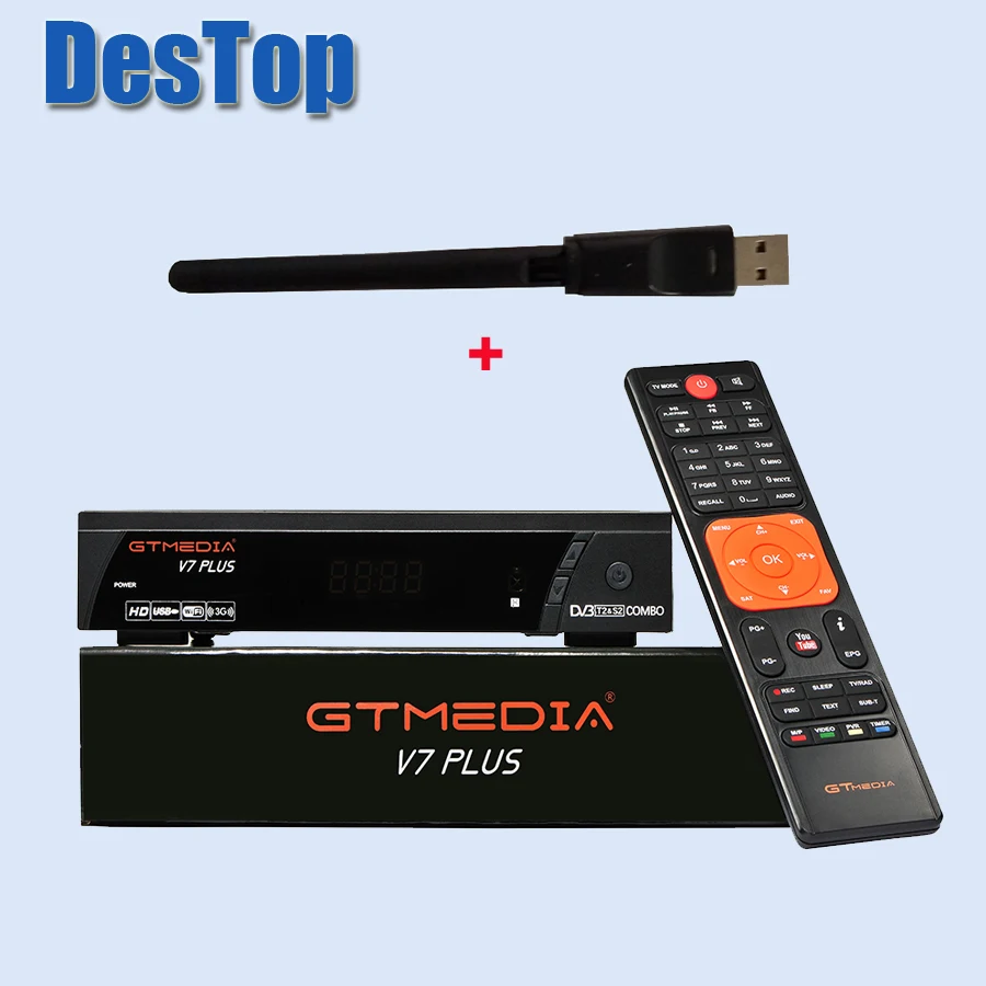 [Подлинный] GTmedia V7 плюс Поддержка ключ powervu, biss IPTV DVB-T2 DVB-S2 радиоприемник спутниковой связи, цифровое телевизионное вещание T2 S2 декодер кабель приемное устройство