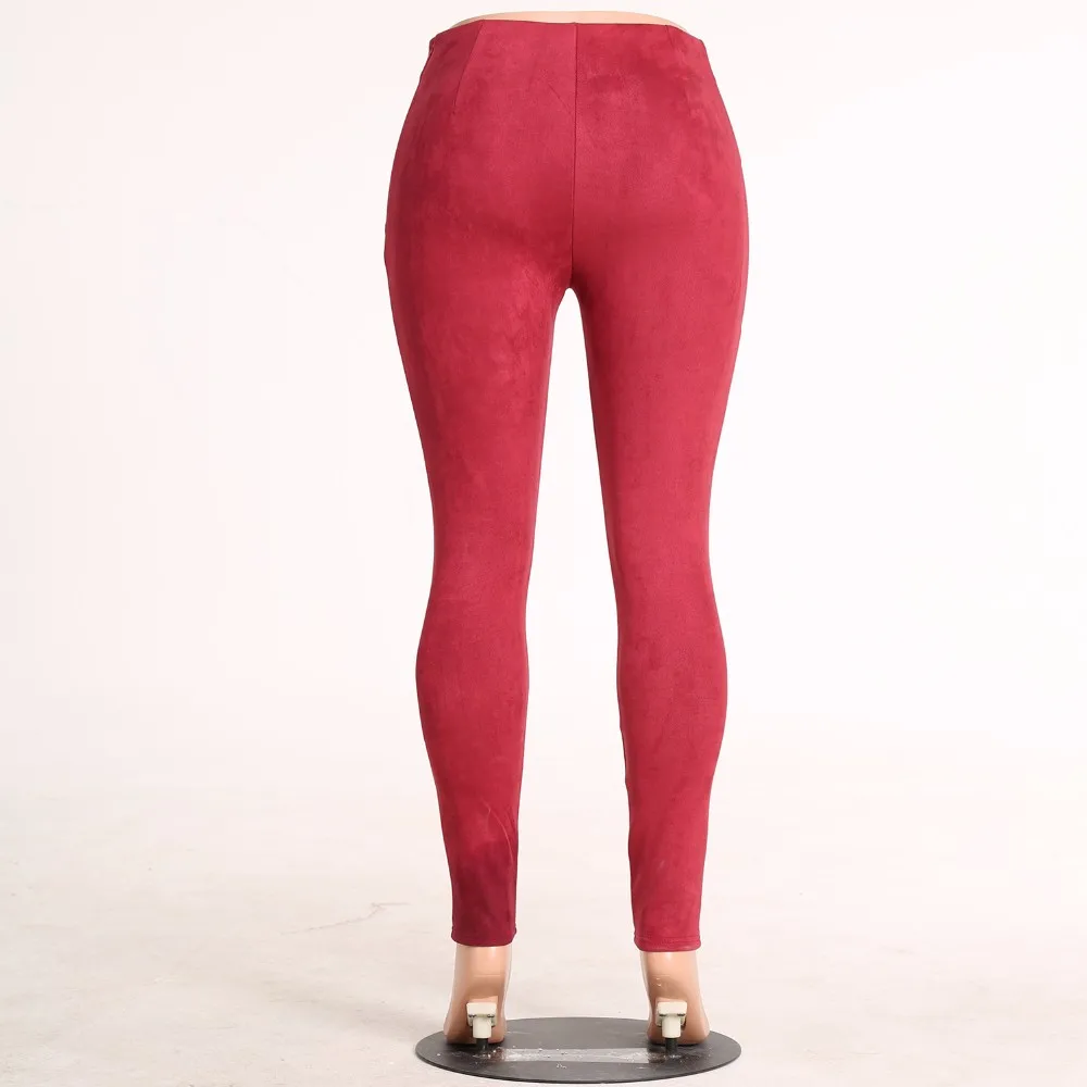 Демисезонный модный Европейский Стиль Повседневные леггинсы брюки Кнопка Дизайн замши конфеты тонкий карандаш брюки Для женщин брюки