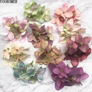 

YOOROMER 5pcs/lot colorful decorative flower for wedding party luxury artificial Hydrangea silk DIY flower decoration for home