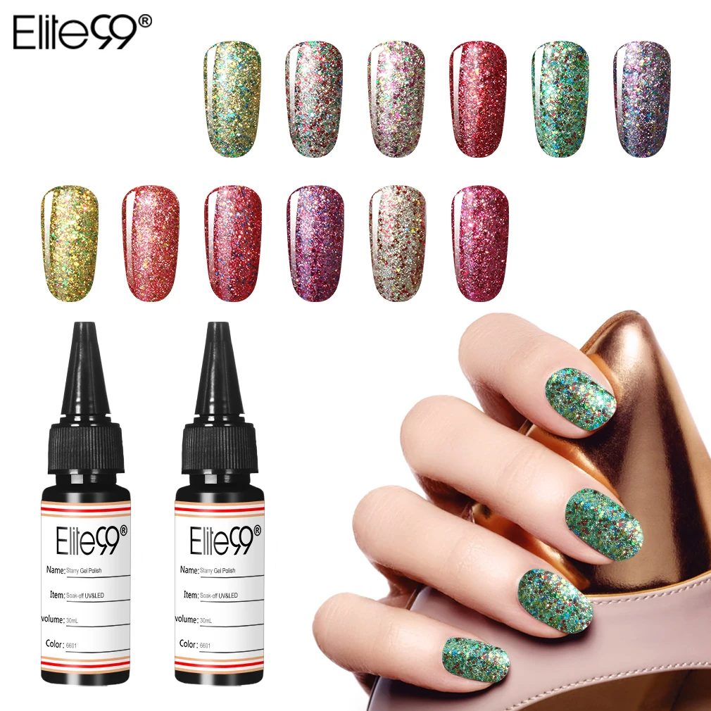 Elite99 30 мл Bling Звездное гель лак для ногтей Soak Off UV сияющий блеск штамповки DIY дизайн полу Перманентный лак