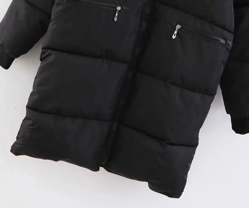 Зимние черные женские парки, повседневные плотные теплые хлопковые пальто с капюшоном, с длинным рукавом, с широкой талией, стеганая одежда, женские топы
