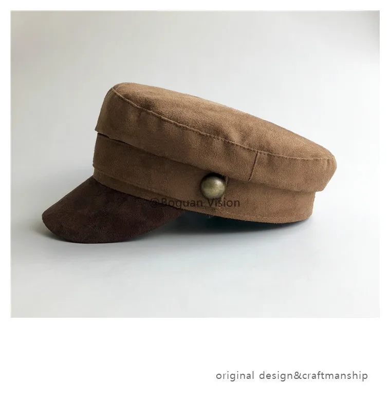Замшей военная шляпа Для мужчин Для женщин Flat Top армия Кепки пользовательские Знаменитостей онлайн британский стиль Browm берет для Для мужчин Для женщин