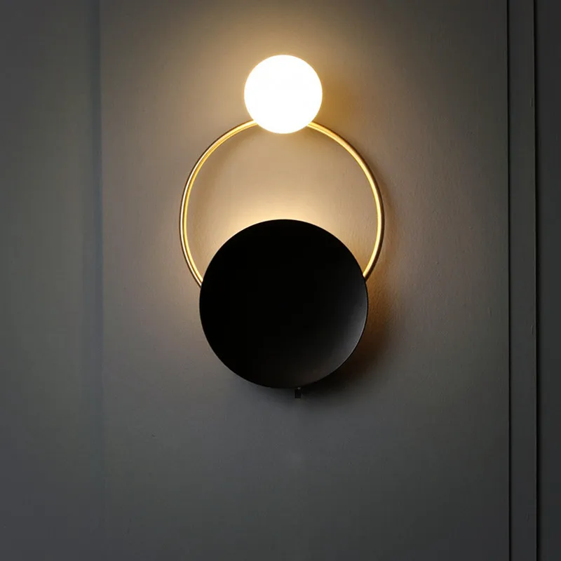 Nordic Retro Bedside LED Wall Lamp Art Brass Foyer Background Bedroom Restaurant Aisle Wall Sconce Lighting