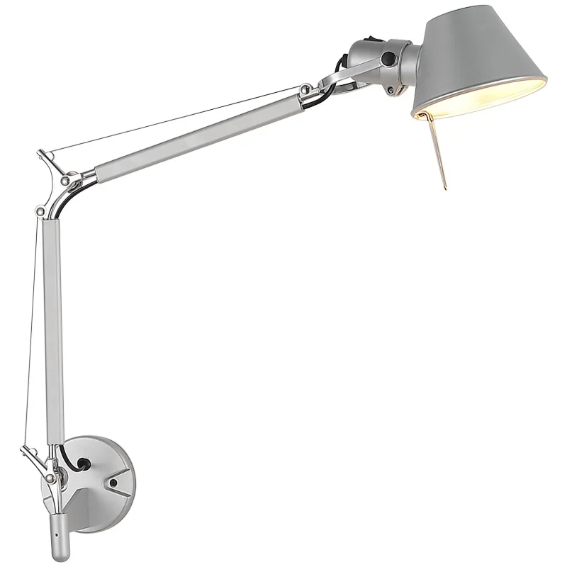

Simple modern adjustable swing arm reading wall lamps silver color shade Lights E27 / E26 sconce lamp workroom office bar cafe
