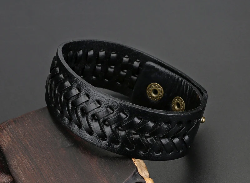 New Weaving Genuine Leather Wing Bracelet Men Multilayer Bracelet Punk Guitar Wrap Bracelets for Women Vintage Jewelry Gift