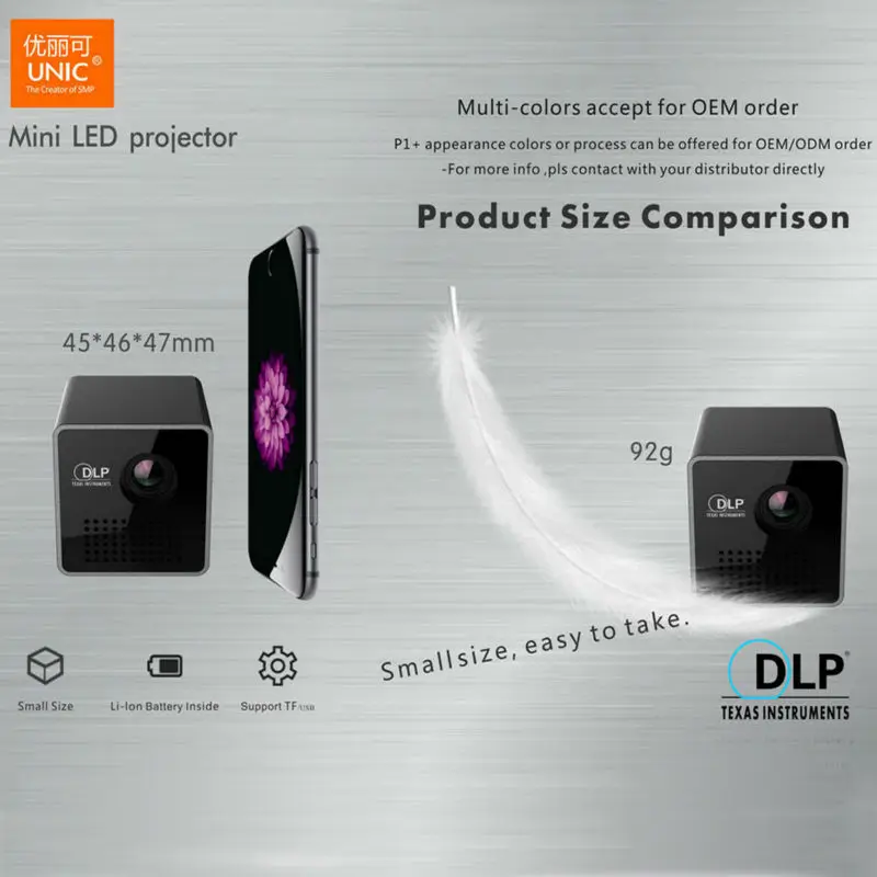 UNIC P1+Wifi Mini Projector Wifi Built-in Battery with TF slot 3.5mm Earphone Home Theater Cinema Pico Portable video beamer UNIC P1+Wifi Mini Projector Wifi Built-in Battery with TF slot 3.5mm Earphone Home Theater Cinema Pico Portable video beamer