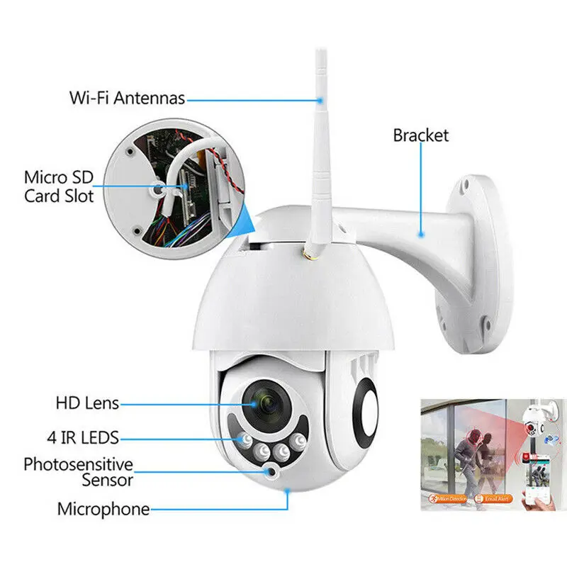 IP камера WiFi 2MP 1080P Беспроводная PTZ скоростная купольная CCTV IR Onvif камера наружного видеонаблюдения IpCam Camara внешняя