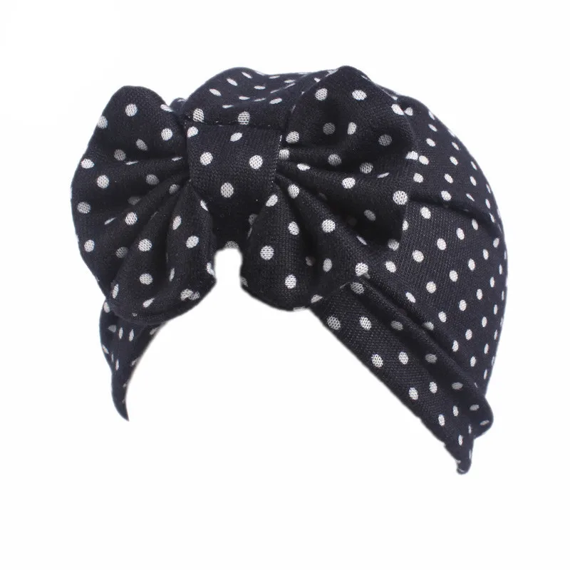 

Muslim Children Cotton Bowknot Dot Flower Turban Hat Spring Autumn Soft Hair Beanie Cap Newborn Photography Bonnet Accessories