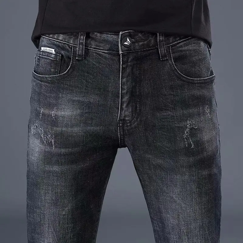 

Hot Sale Jeans Men Distressed Overalls 2017 Fashion Jeans Skinny Brand Designer Clothes Clothing Slim Full Length Solid Trousers