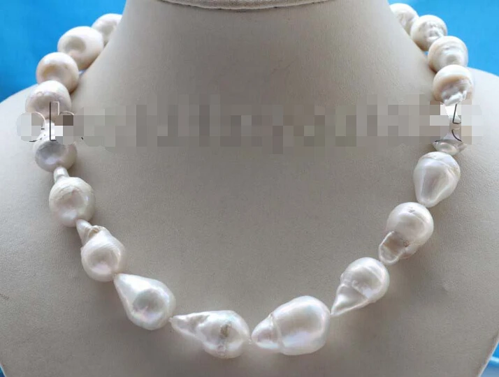 

Fast SHIPPING Genuine Natural 24mm White Reborn Keshi Pearl Necklace 14k #f1768! NEW