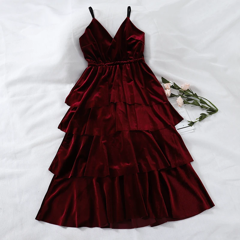 

Summer Sexy Dress Women Strap Velvet Retro Maxi Dress Korean Party Long Dresses 2019 elegant Vestidos De Fiesta KJ1649