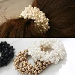 Pop 1 шт модные жемчужные Упругие волосы упругими резиновый трос кольцо галстук резинка для волос головные уборы для Для женщин разные цвета