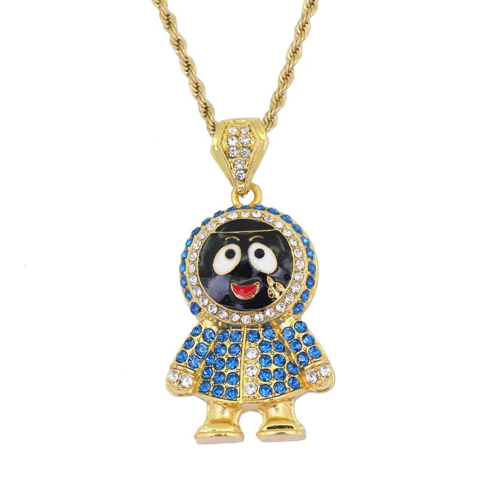 

BNRESALE Hip Hop Iced Out Alloy Full Rhinestone Lovely Cartoon Pendent Necklace Bling Bling Jewelry for Rappers