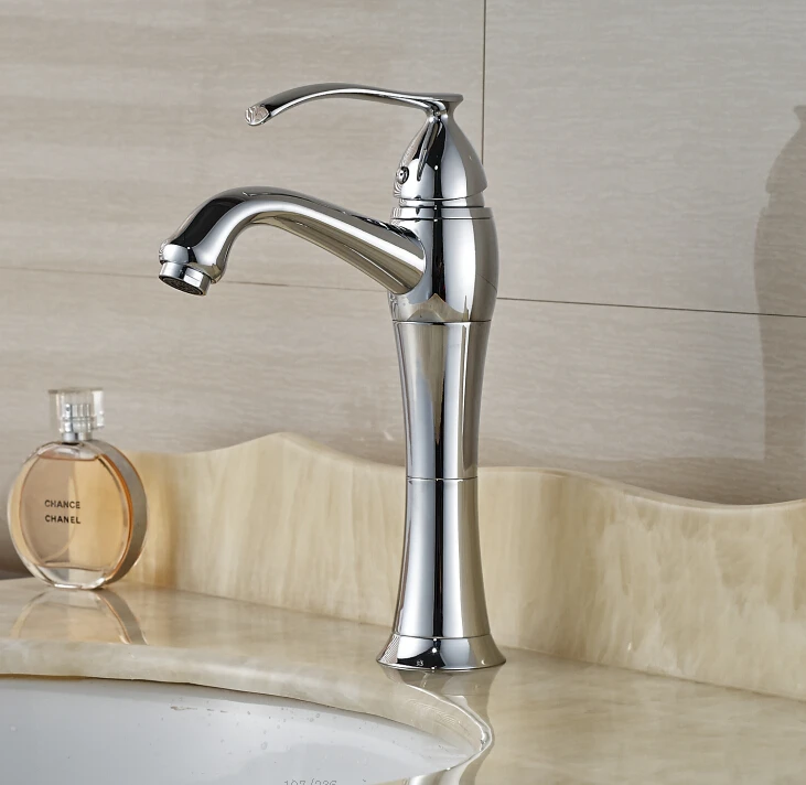 

Free Shipping Modern Chrome Finished Bathroom Basin Faucet Deck Mounted Mixer Tap