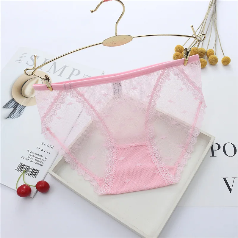 Ultra-thin Seamless Briefs Transparent Mesh Women Underwear Panties Lace Panties Women Ladies' Tempting Sexy Panty Underpants 39