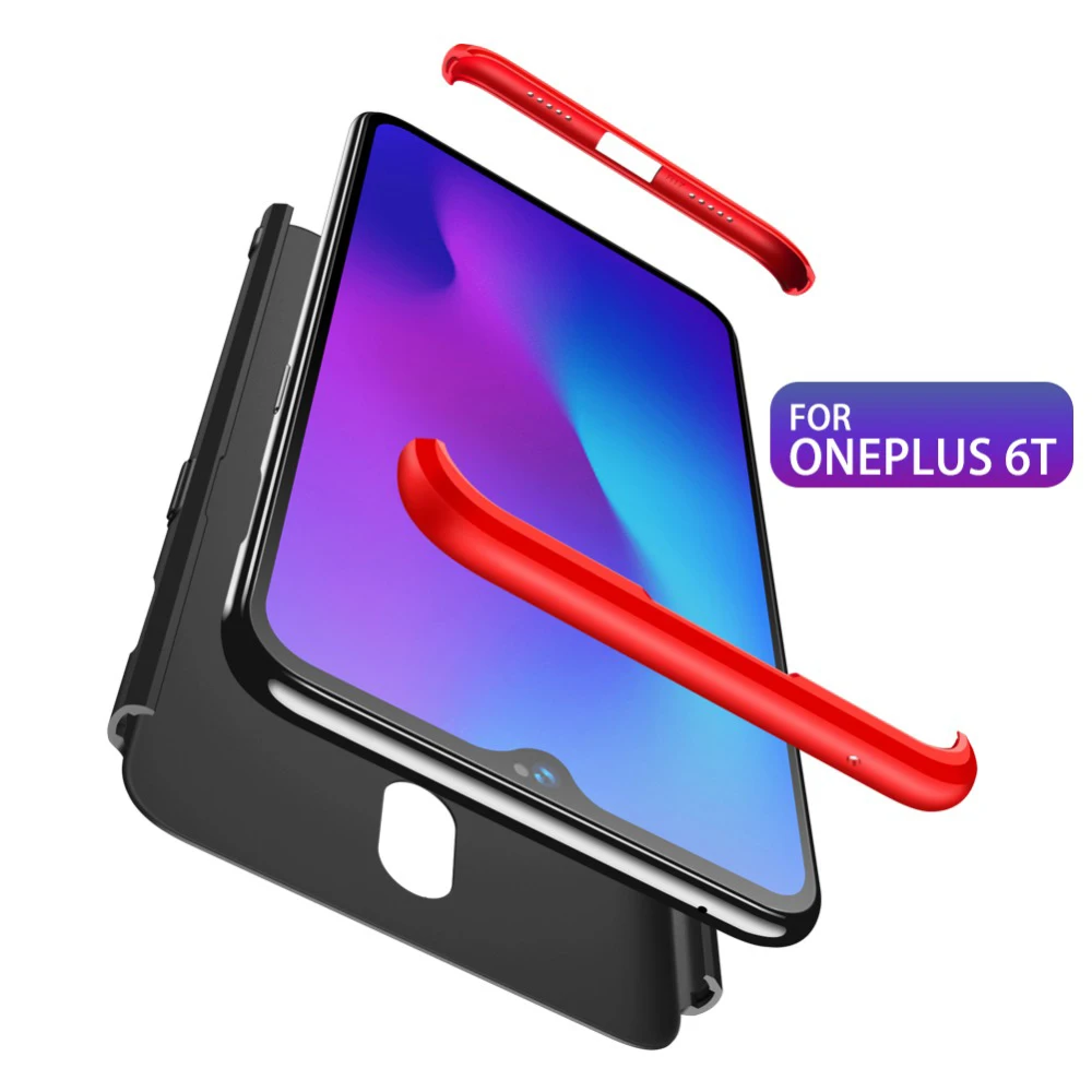 

For Oneplus 6T Case 360 Full Protection 3 In 1 Design Anti-knock Matte Hard PC Phone Cover For One Plus 6T 1+6T Coque Fundas