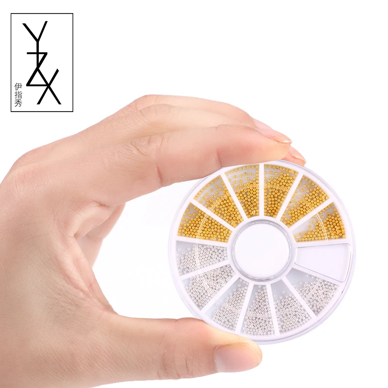 YZX 1 лист Мини Металл золото/серебро Икра Шарм бусины нержавеющая сталь дизайн ногтей украшения УФ гель лак для ногтей 3D Дизайн Маникюр