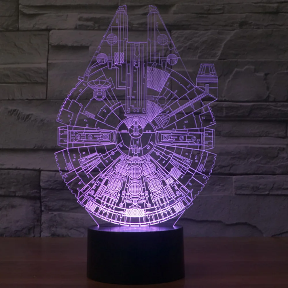 

3D Nightlight Millennium Falcon Light Star Wars 3D Star Trek Decor Bulbing Lamp Gadget LED Lighting Home Child Gift