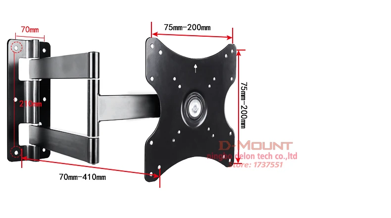 DL-153 35 кг 1"-37" 360 Поворот 3" 3 руки выдвижной полный движения ЖК настенный кронштейн led tv выпадающий ТВ Лифт