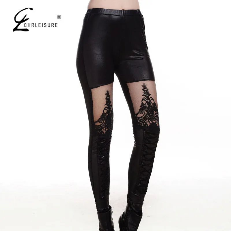 CHLEISURE S XL женская Sexy Кружева Лоскутная Punk Rock Леггинсы Повседневная Leeging Calzas Deportivas
