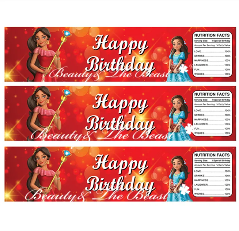 

Elena of Avalor Bottle Water Labels Stick Trolls Party Wrappers Baby Shower Birthday Party Decorations Kids Party Supplies