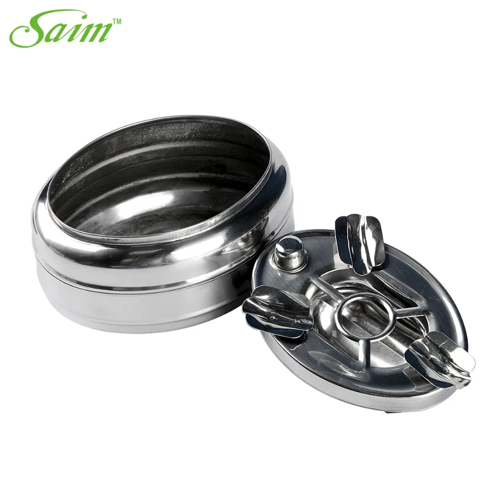 Smokeless Metal Ashtray Windproof, Stainless Steel Body with Lid