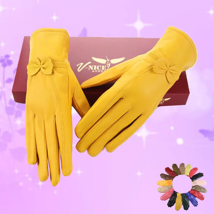 

Lady New Arrival Fashion Gloves Women's Outdoor Sheepskin Mittens Female Plus Cashmere Autumn and Winter Gloves B-6021