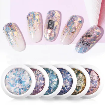 

1Box Mix Nail Mermaid Glitter Flakes Sparkly 3D Hexagon Colorful Sequins Spangles Gel Polish Manicure Nails Art Decorations