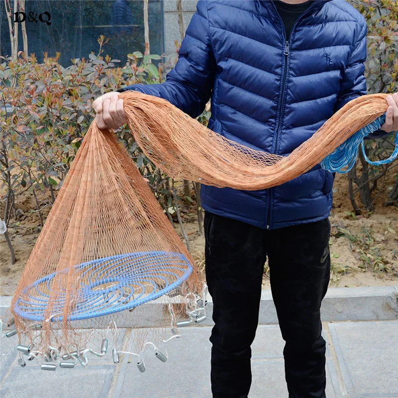 

High Strength Fishing Net Water Hand Throw Fly Small Mesh USA Cast Nets With Sinkers Heavy Ring 1.3-3.3M Catch Gill Network Trap