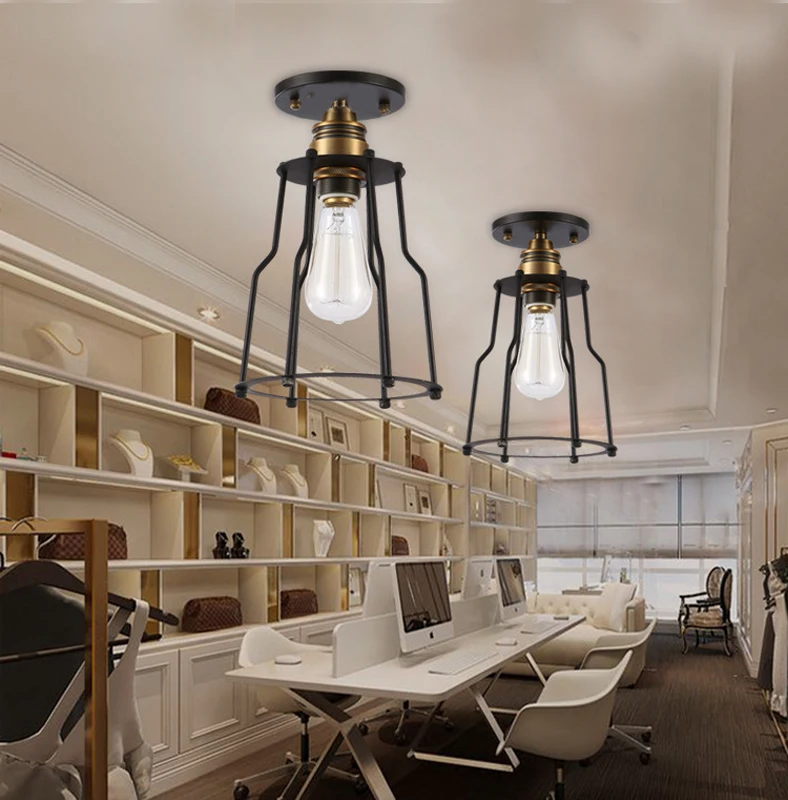 Village Retro Metal Cage Ceiling Lights Corridor Balcony Aisle Loft Village Retro Metal Cage Ceiling Lights Corridor Balcony Aisle Loft Creative Lamps Iron Spray Paint Lamp Shade With Bulb In From