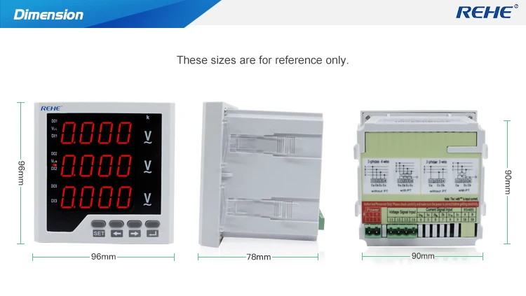 REHE RH-3AV33 с бесплатный образец доступны цифровой Панель Размеры 96*96 мм Трехфазный AC светодиодный вольтметр