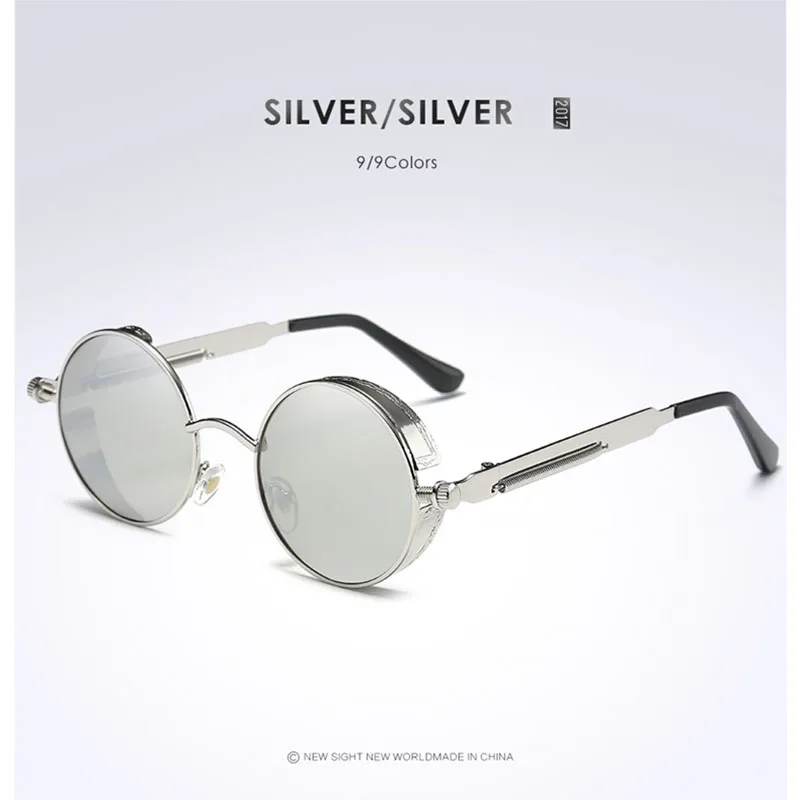 VEGA поляризационные стимпанк Солнцезащитные очки для мужчин и женщин, круглые готические паровые очки в стиле панк, металлические винтажные HD очки 372 - Цвет линз: Number 4