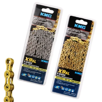 

KMC X9-SL Super Light double X chain 9 27 speed 9s silver and gold for mtb road bike with link bicycle accessories cyling parts