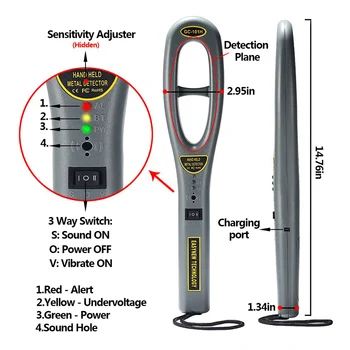 ポータブルハンドヘルド金属検出器軽量セキュリティスキャナ杖高感度 pinpointer TN99