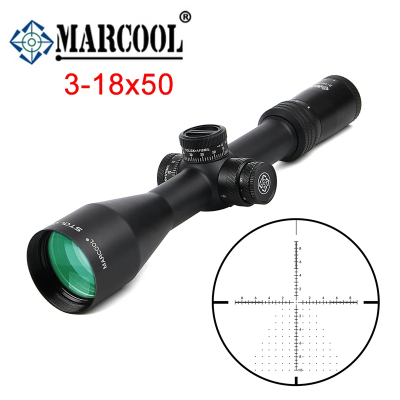 Охотничий оптический прицел MARCOOL 3 18x50 HD IR FFP со стеклом коллиматор с красной
