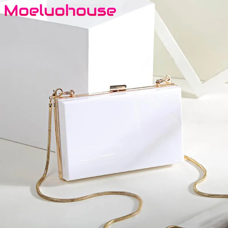 

Moeluohouse Solid Transparent Women Girl Shoulder Corssbody Messenger Box Bag Flap Rectangle Hasp Chain Korean Style Kawaii Gift