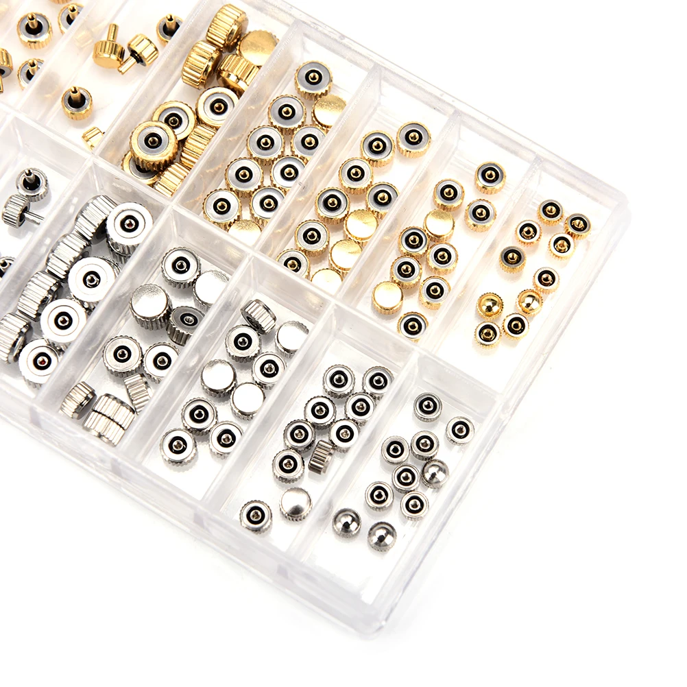 Часы Корона Запчасти Замена Repair Tool Kit для WatchmakerAssorted золото и серебро купол плоским голова часы интимные аксессуары