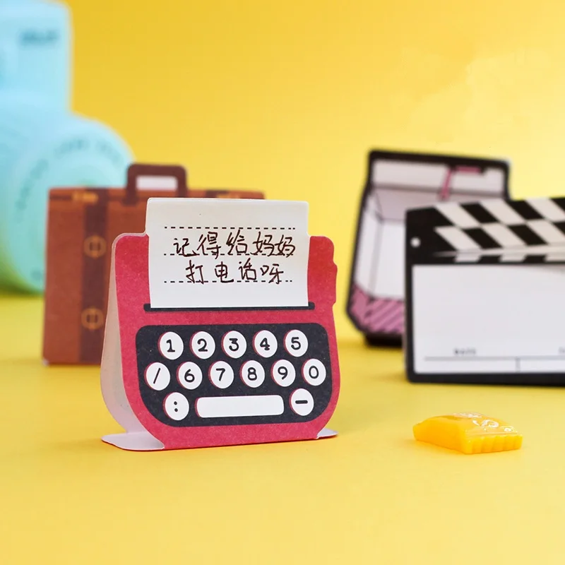 

4 pcs 3D standing memo pad Camera Suitcase Milk bottle sticky note Bookmark stickers Stationery Office School supplies F195