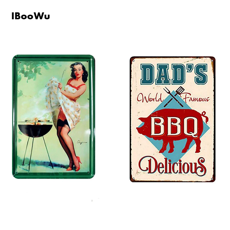 

1pc DAD'S BBQ Metal Poster Plaque Vintage Metal Tin Sign Home Bar Pub Decor Metal Plates Beer Wall Sticker Art Poster Metal Gift