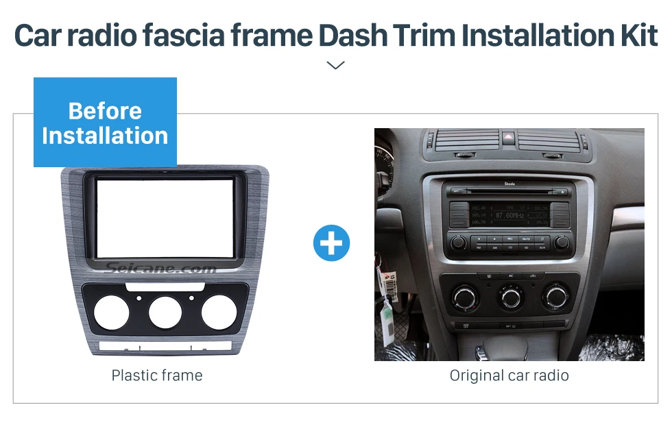 Seicane 2DIN волочильная проволока для автомобиля, переоборудование, радио фасции, рамка, панель, отделка, установочный комплект для SKODA Octavia 173*98/178*100/178*102 м