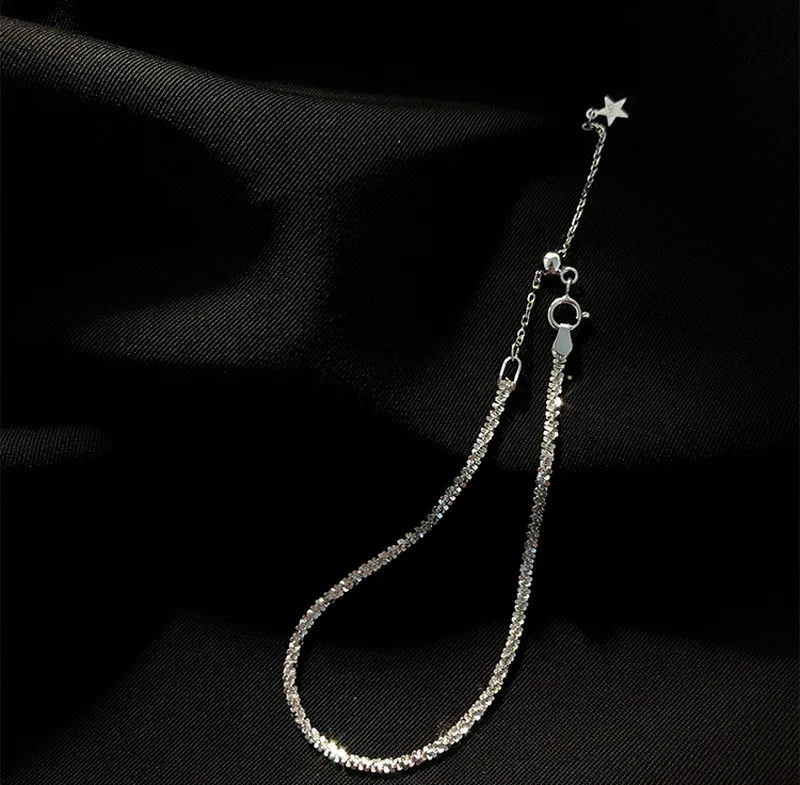 Прекрасный Стильный серебряный блестящий браслет на цепочке со звездами 925 сверкающий волнистый Звездный браслет для женщин модный подарок на день Святого Валентина