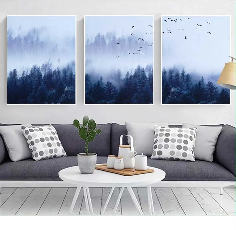 Canvas Poster Nordic Decor Forest Poster Painting Landscape Picture By Numbers On Canvas Wall Art Posters And Prints Living Room    (1)