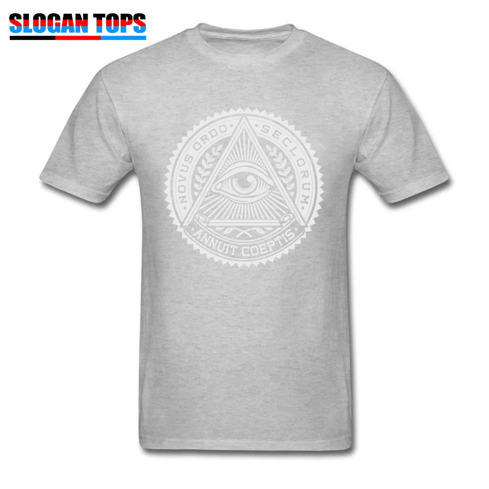 Cotton Men's Short Sleeve Eye of providence Tshirts Design Tops Shirts Retro Design Round Collar Tshirts Drop Shipping Eye of providence grey