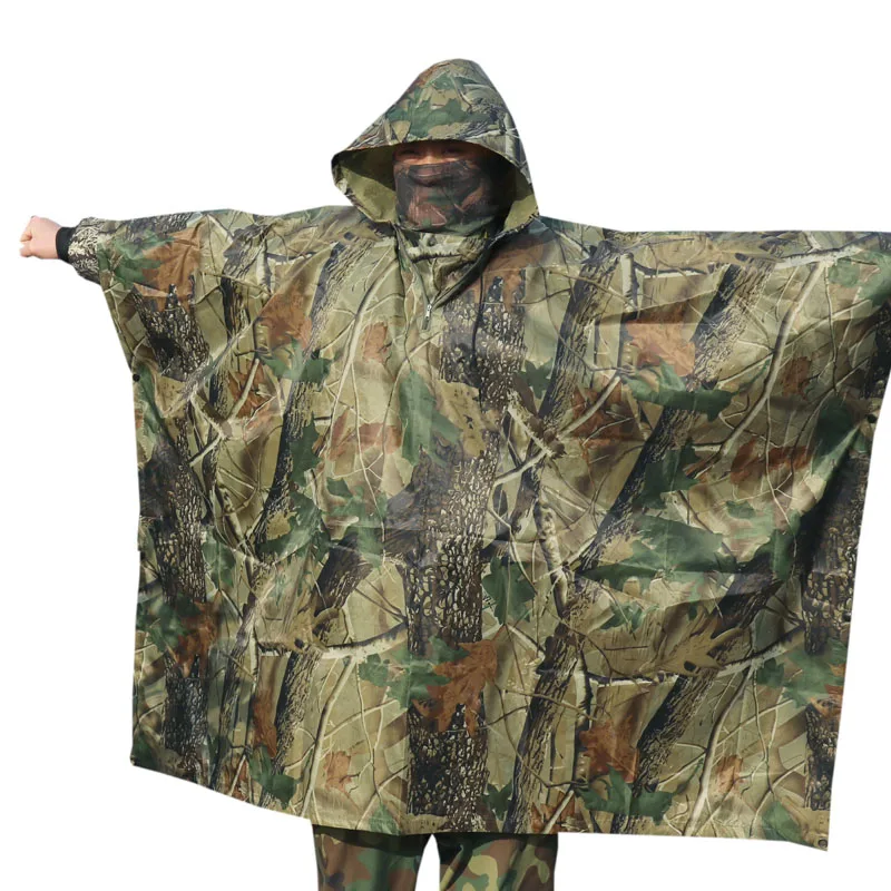 

Jungle Camouflage Raincoat Cloak Shooting Birdwatching Fishing Bionic Camo Hunting Clothes for Men