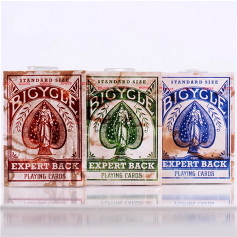 Goedkoop Expert Back Fiets Speelkaarten Verontruste Vintage Look Dek uit USPCC Rood Of Groen Of Blauw Goocheltrucs 81245