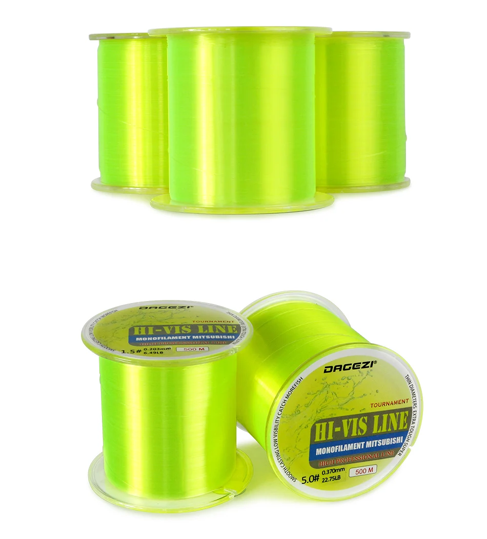 DAGEZI New 500M HI-VIS Monofilament Fishing Line 5-30LB test Professional fishing  lines for carp fishing - AliExpress