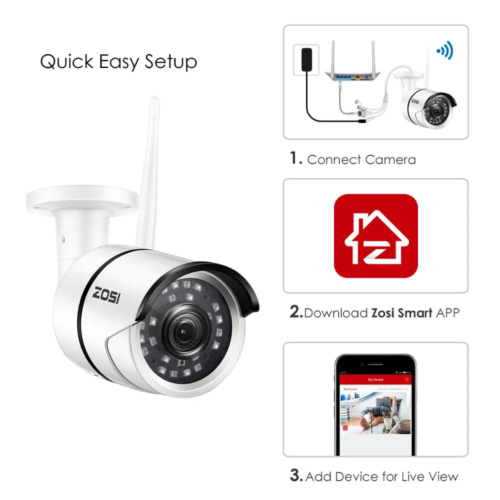ZOSI 1080P Wifi IP камера 2.0MP HD наружная Всепогодная инфракрасная ночного видения